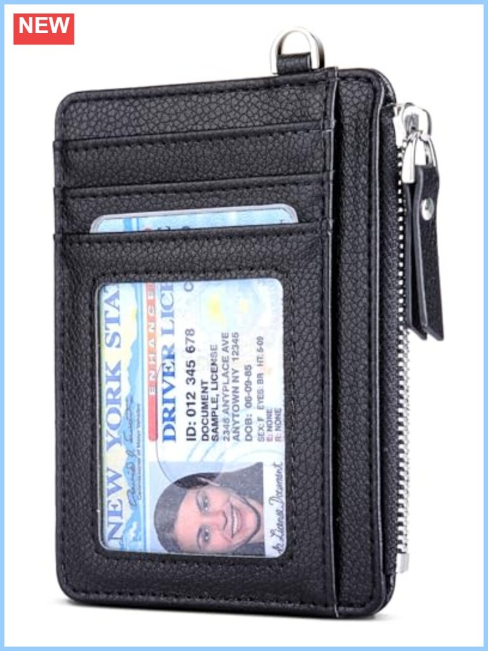 Slim RFID Faux Leather Wallet Credit Card Holder Zip Pocket